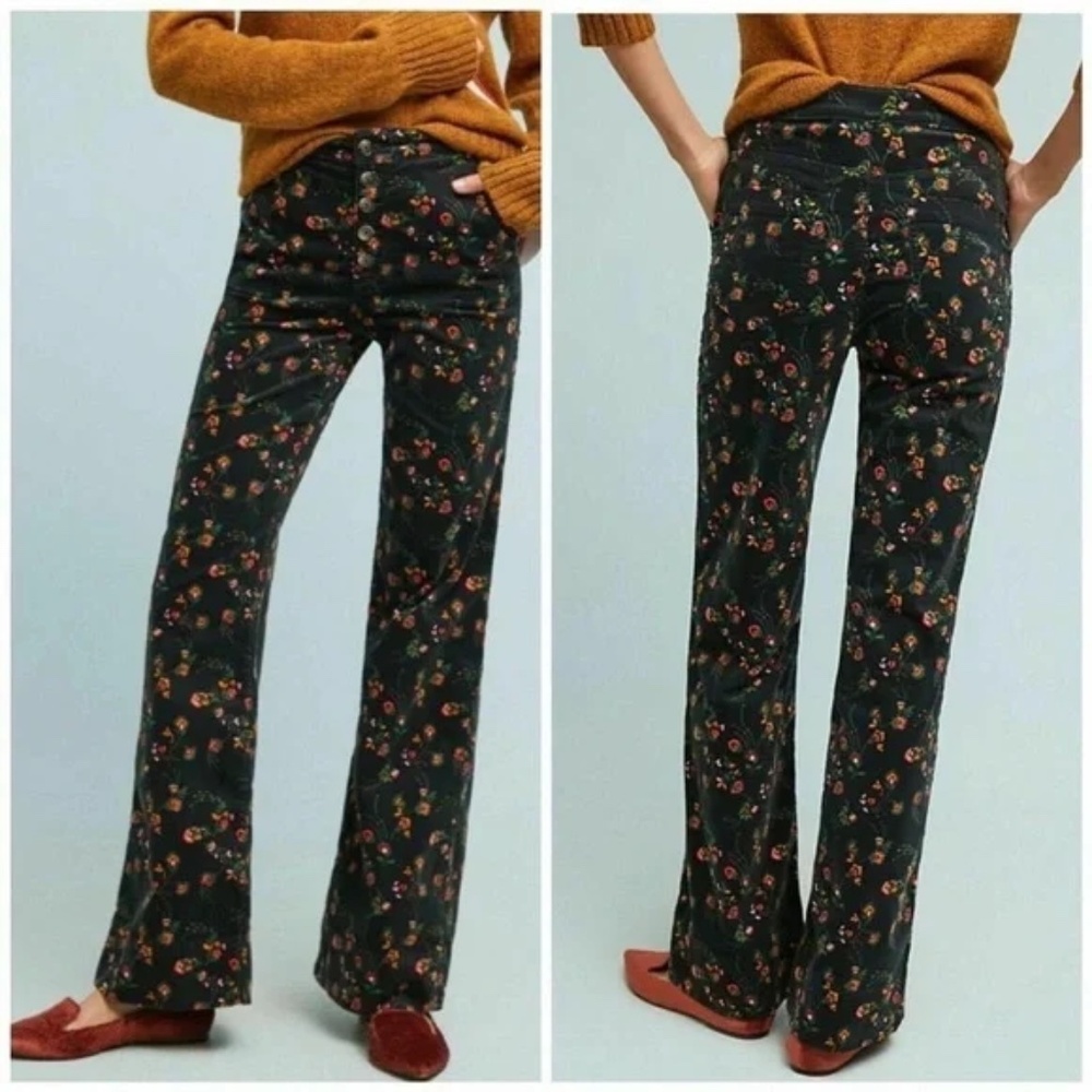 Anthropologie Pilcro and the Letterpress Corduroy Floral pants